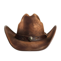 A brown cowboy hat isolated on white and transparent background
