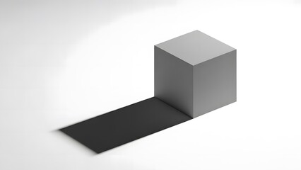 Isometric cube with shadow on white background for architectural visualization