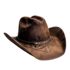 A brown cowboy hat isolated on white and transparent background