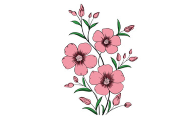 Fototapeta premium illustration of pink flowers in bloom
