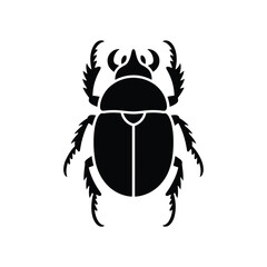 Black silhouette of an ancient egyptian scarab beetle icon