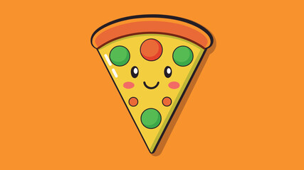Cute kawaii pizza slice with a happy face