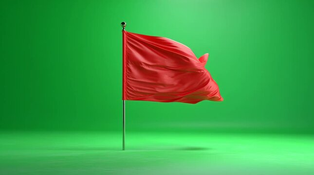 Red Flag on Green Screen Animation