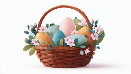 Easter basket filled with eggs, clean clip art style