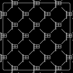 Seamless pattern on a black background with flag icons. Line design for posters, social media, and banner templates.