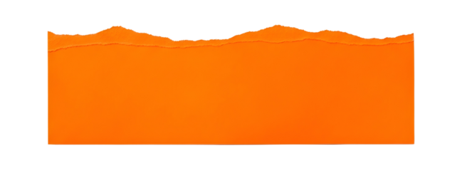 Vibrant orange torn paper edge horizontal design element or header banner frame isolated PNG with Transparent Background