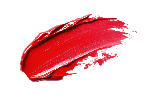 A red paint smear on a clean white background. the texture and richness of the color. ideal for use in art and design projects or as a background for creative applications
