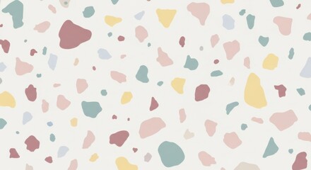 Delicate terrazzo pattern in pastel shades with random irregular stone fragments for modern designs