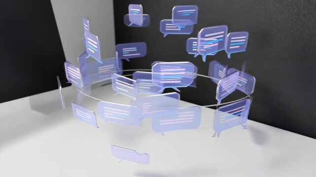3D chat bubbles moving in circular motion.ai 