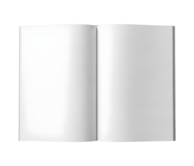 Open blank white book or magazine pages isolated for product mockup and design display isolated PNG with Transparent Background