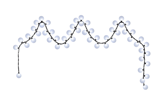 Decorative string lights vector border for party celebration background and design element isolated PNG with Transparent Background - Powered by Adobe