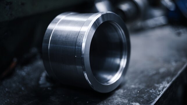 workpiece. A polished metal workpiece showcasing refined texture under precise industrial lighting. safety posters.
