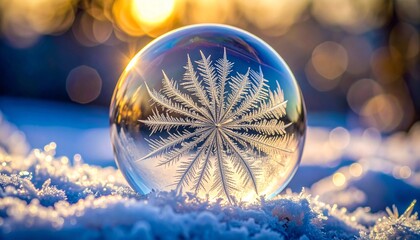 macro closeup frozen soap bubble microfractures icy veins crystalline pattern delicate radial structure winter light transparent frost texture micro detail fragile frozen surface shimmering cold beaut
