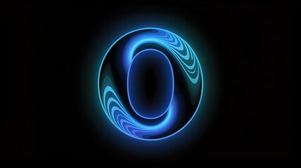 Abstract Blue and Teal Swirling Orb with Neon Glow Keywords: abstract, art, blue, bright, circle, color, concept