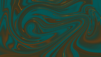 Dominated by shades of teal and brown, the composition evokes a sense of dynamic flow, reminiscent of marbled textures or liquid currents