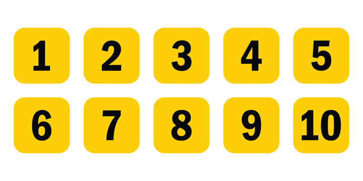 simple bullet point number icon set in yellow rounded rectangle shape.