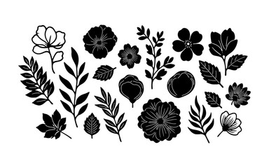 Elegant Black and White Botanical Silhouettes Collection.
