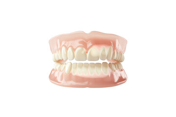 Obraz premium A detailed view of a realistic dental model a full set of teeth and gums. emphasizing dental anatomy. ideal for educational purposes in dental hygiene or orthodontics
