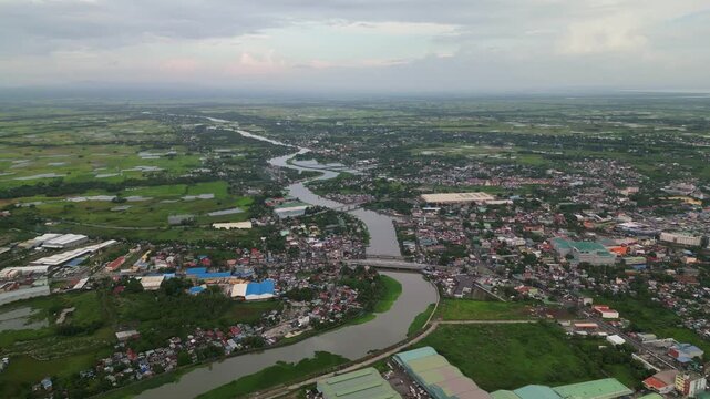 Panoramic Aerial View Of The Mabolo Bridge In Naga City, Camarines Sur, Philippines.