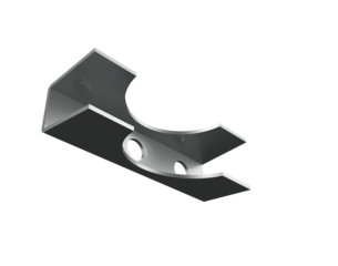 Heavy Duty Stainless Steel Pipe Holding Bracket 3D Render: U-Shaped Structural Fastening Component with Semi-Circular Cutout and Three Mounting Holes, Isolated Industrial Hardware on Transparent png