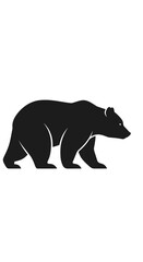 Obraz premium Black silhouette of a bear walking on a white background, depicted in a side profile view.