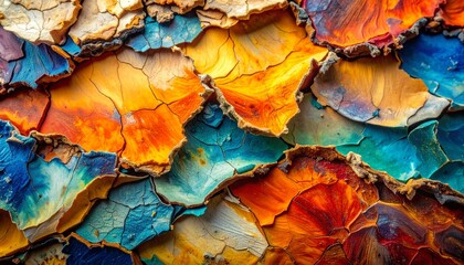 macro closeup dried paint crack ridge acrylic texture flaky surface layered pigment micro detail hidden colors artistic pattern rough structure fine art material close view cracked canvas