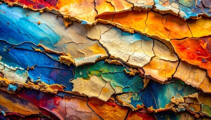 macro closeup dried paint crack ridge acrylic texture flaky surface layered pigment micro detail hidden colors artistic pattern rough structure fine art material close view cracked canvas