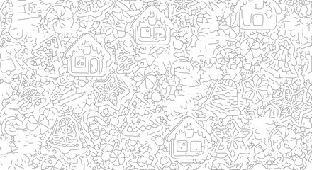 Obraz premium Stylized Village Houses with Trees and Nature Elements.