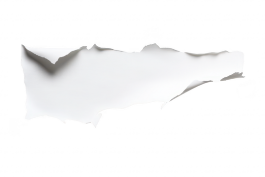 A piece of torn white paper with jagged edges. creating a clean and minimalist frame effect. ideal for text or images in a modern design context
