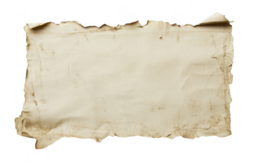 A weathered. torn piece of beige paper with frayed edges. a vintage and rustic aesthetic. suitable for backgrounds in creative projects or as a texture element in design work
