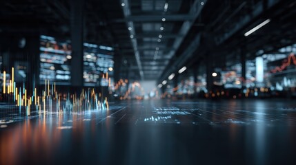 Abstracted data streams in a dark, industrial, digital space