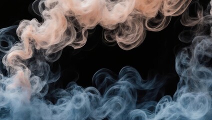 Abstract Smoke Art - Ethereal Swirls of Color Against Black Backdrop.