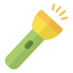 bright flashlight device flat color vector illustration template design