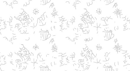 Obraz premium Abstract white pattern with various shapes and symbols scattered across the surface.