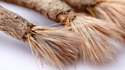 Close-up of three natural paintbrushes