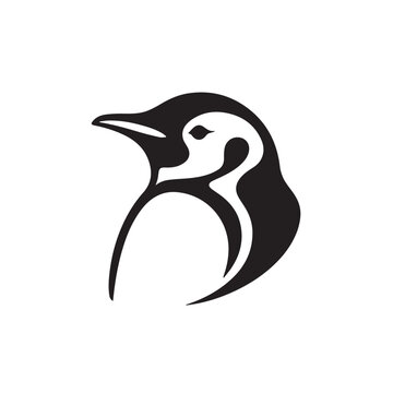 penguin beak portrait monoline vector logo for packaging design