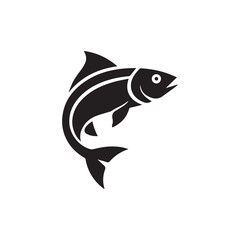 fish logo black and white vector for seafood branding