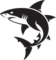 shark silhouette vector art dynamic pose stroke line logo mark
