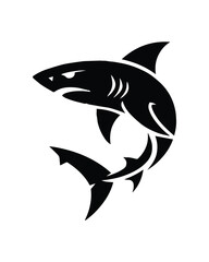 Obraz premium shark icon vector badge marine predator curve fin tail emblem