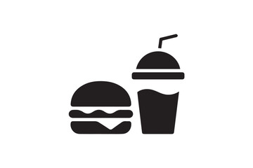 burger and drink outline icon for menu signage apps and ui vector pack