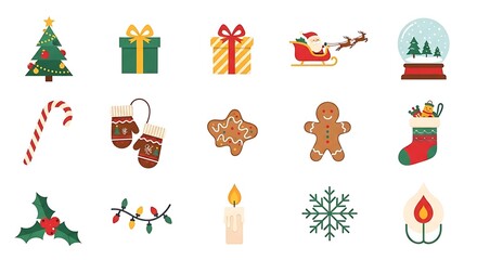 Naklejka premium set icon Christmas design elements, vector white background