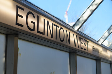 Fototapeta premium interior sign of Eglinton West subway station, line 1, Toronto