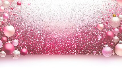 Pink white glitter Christmas vector background with copy space