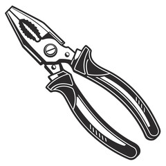 A detailed black and white illustration of a pair of combination pliers with a white background showcasing their industrial design and functionality