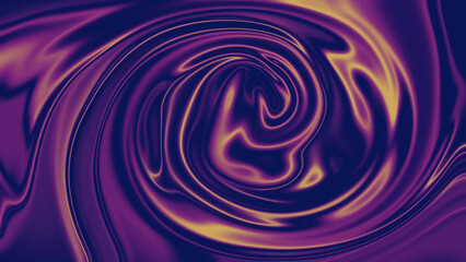 Swirling abstract vortex with vibrant purples and yellows, fluid motion, curved lines, dynamic depth, evoking energy, chaos, and elegance.