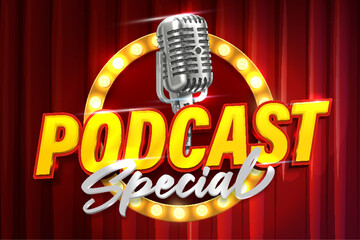 podcast logo text special typography editable text effect font style template design