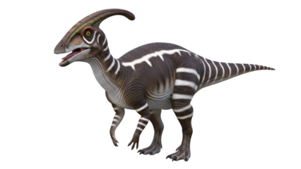 Parasaurolophus dinosaur with distinctive crest, isolated on transparent background