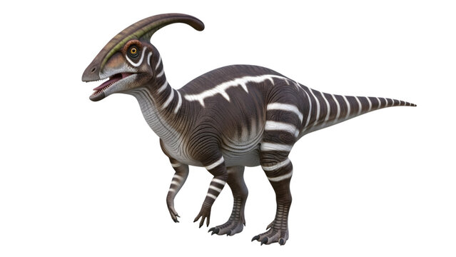 Parasaurolophus dinosaur with distinctive crest, isolated on transparent background
