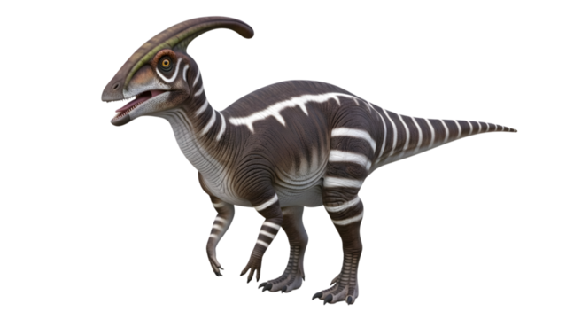 Parasaurolophus dinosaur with distinctive crest, isolated on transparent background - Powered by Adobe