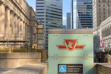 Fototapeta premium TTC logo sign outside Union Station, Toronto